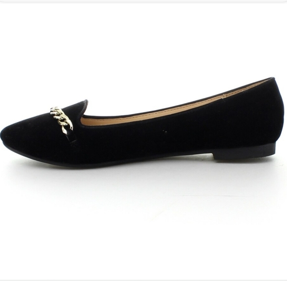 👣REFRESH❤️🧡 Stacy-02 Black Faux Suede Chain Detail🧡❤️ - Picture 4 of 13